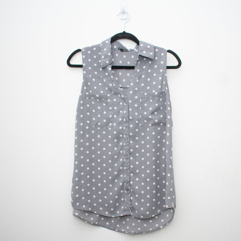 Express Gray Polka Dot Blouse
